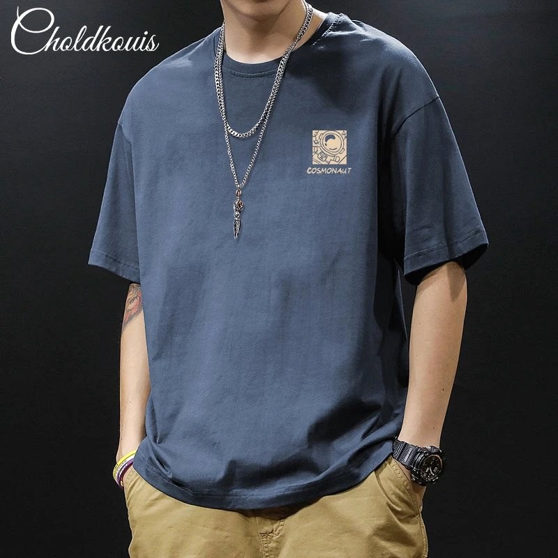 Foreign Trade Blue T-Shirt Review: Loose Drop-Shoulder Cotton Tee Tested