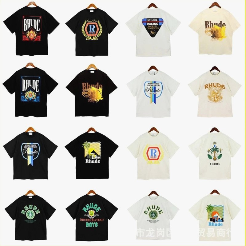 Rhude Trendy T-Shirts with Various Printed Designs Review: 240g Cotton, Boxy Cut